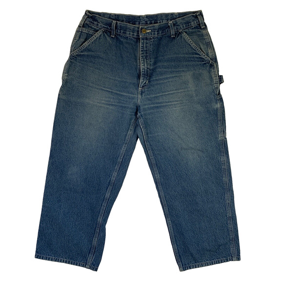 VTG Y2K Carhartt Loose Dungaree Fit B13 DST Skate Blue Jeans 38x26 Cyber Baggy - Picture 3 of 10